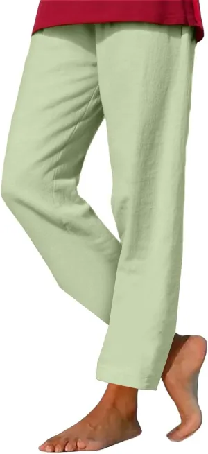 Linen Pants for Women 2025 Summer Casual Straight Loose High Waisted Drawstring Elastic Pant Daily Beach Trouser