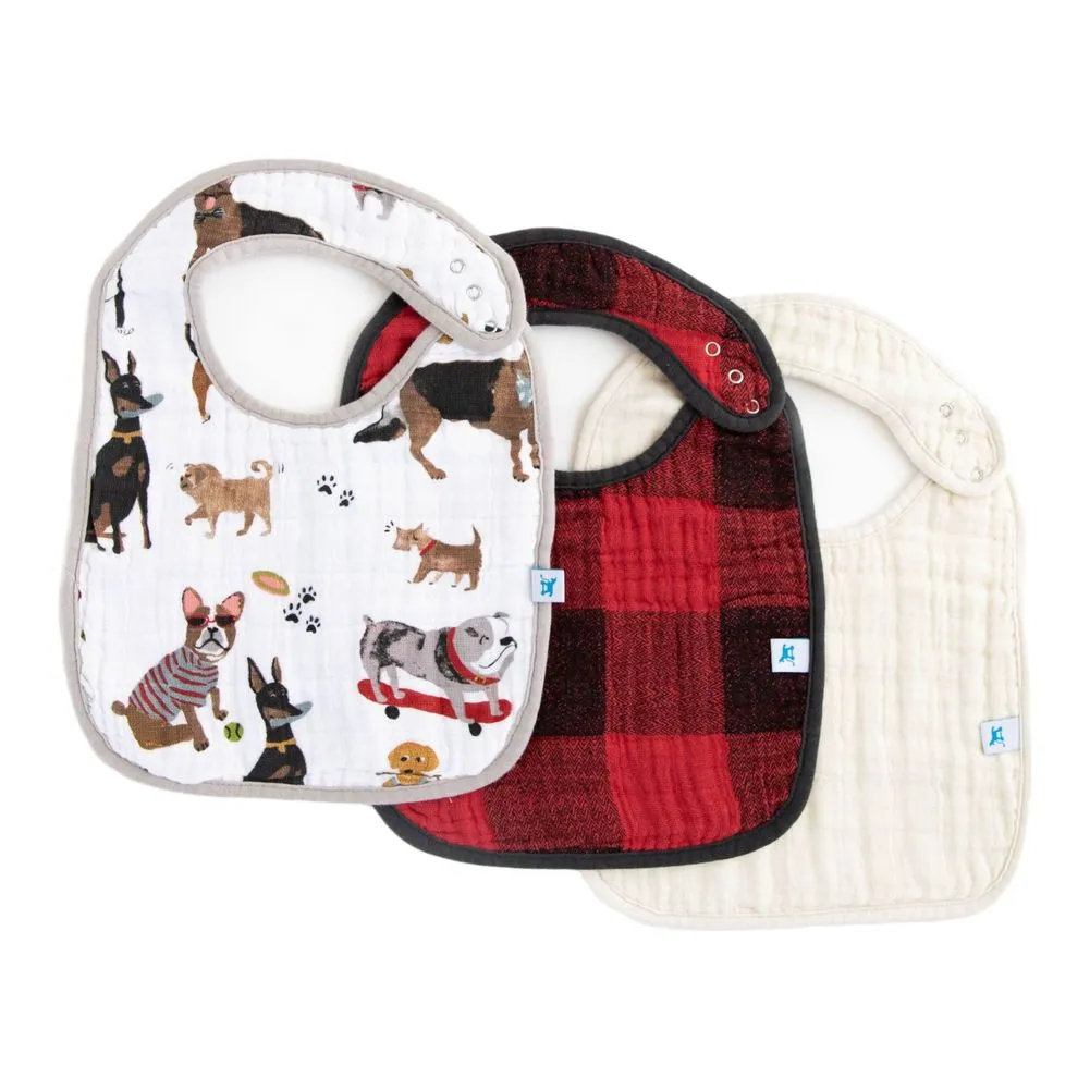 Little Unicorn 3-Pack Cotton Muslin Classic Bibs - Woof