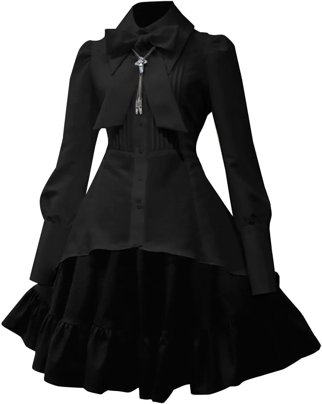 LIUguoo Plus Size Womens Girls Sweet Lolita Dress Princess Court Party Cosplay Maiden Dress Renaissance Steampunk Gothic Gown Black