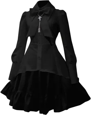 LIUguoo Plus Size Womens Girls Sweet Lolita Dress Princess Court Party Cosplay Maiden Dress Renaissance Steampunk Gothic Gown Black