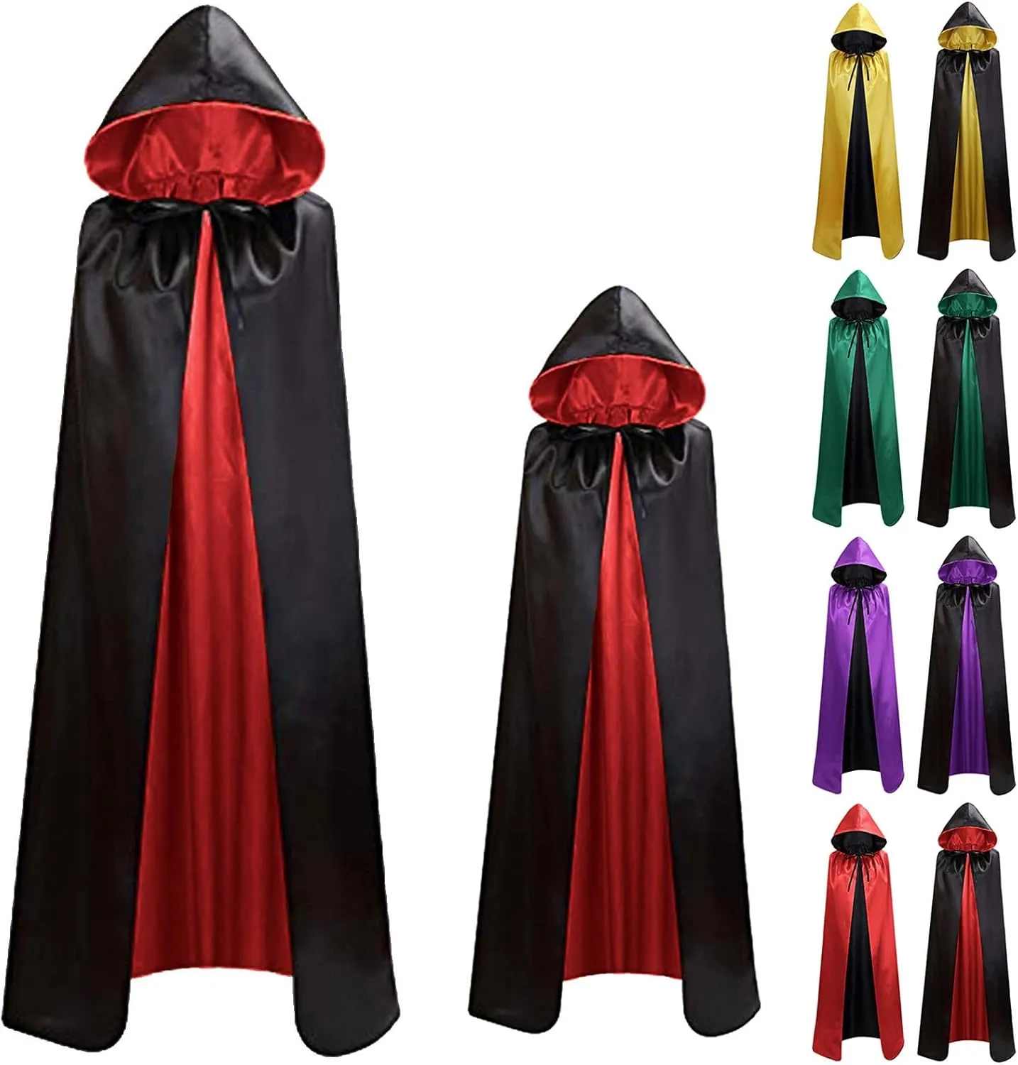 Lmdudan Adult Unisex Cloak Halloween Cape for Theme Party with Reversible Hooded Cape Vintage Robe Medieval Cosplay Costume