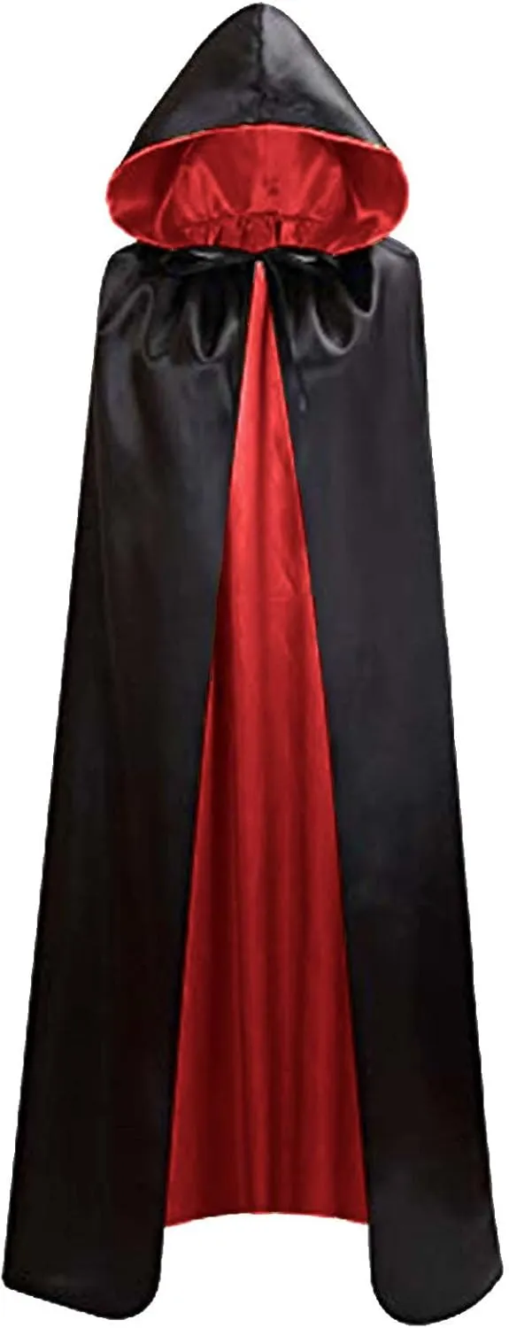 Lmdudan Adult Unisex Cloak Halloween Cape for Theme Party with Reversible Hooded Cape Vintage Robe Medieval Cosplay Costume
