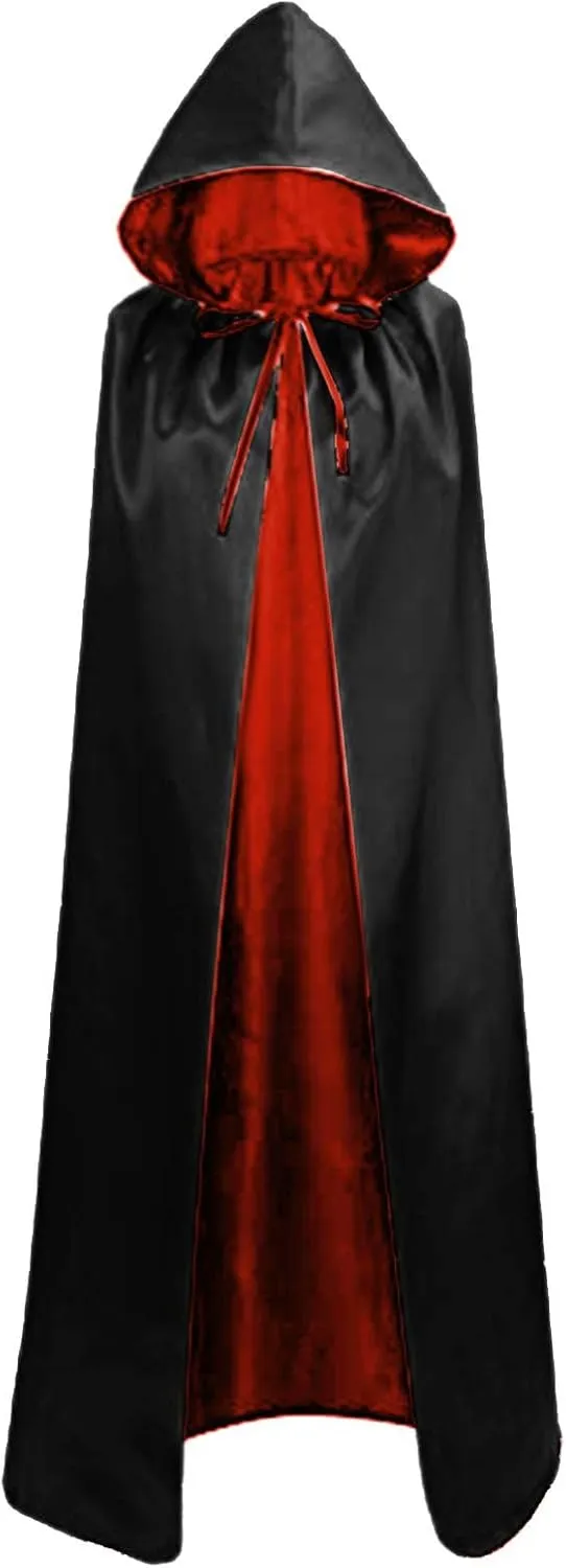 Lmdudan Adult Unisex Cloak Halloween Cape for Theme Party with Reversible Hooded Cape Vintage Robe Medieval Cosplay Costume