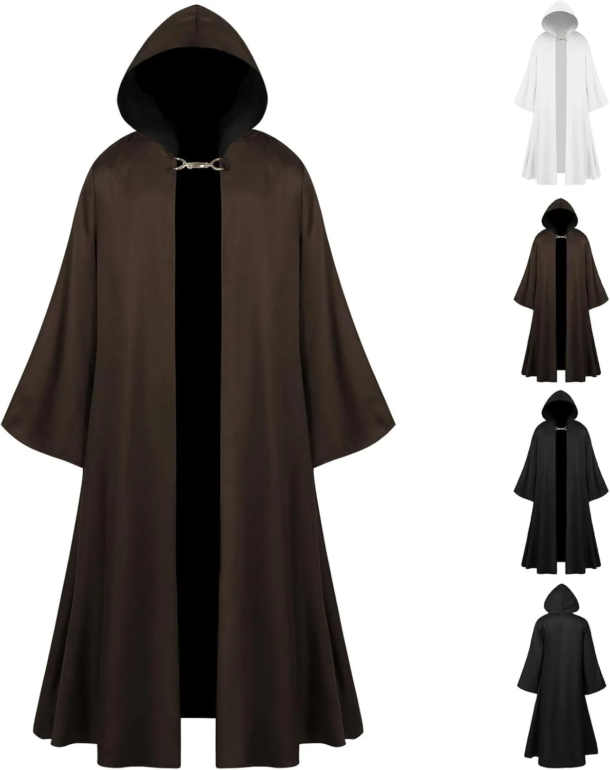 Lmdudan Unisex Adults Renaissance Hooded Cloak Medieval Cape Halloween Cosplay Costume Renaissance Steampunk Gothic Robes