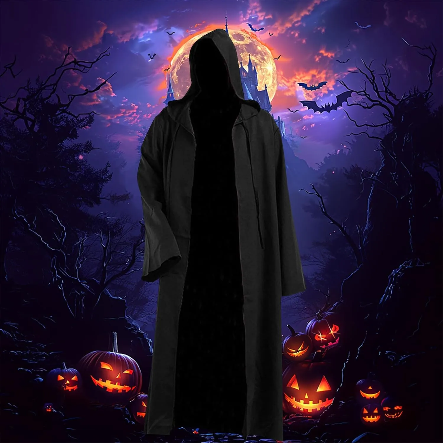 Lmdudan Unisex Cosplay Cloak Halloween Robe Costume Hooded Uniform Long Sleeve Witch Party Capes Renaissance Medieval Cloak