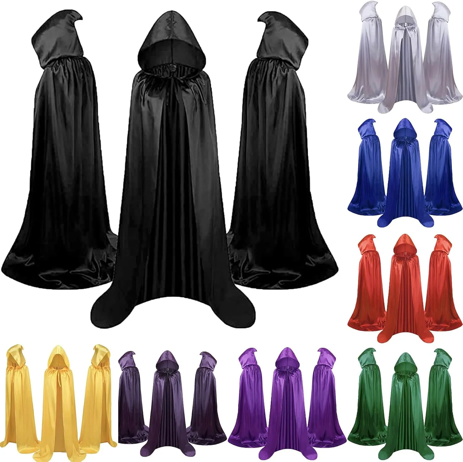 Lmdudan Unisex Full Length Hooded Cape Vintage Halloween Cloak Renaissance Medieval Party Stage Outfits Steampunk Gothic Robe