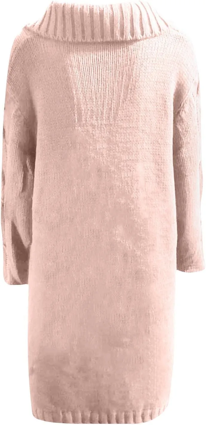 Long Trench Coats for Women Chunky Knitted Jackets Sweaters Long Sleeve Cardigan Tops Warm Hooded Jacket with Pocket