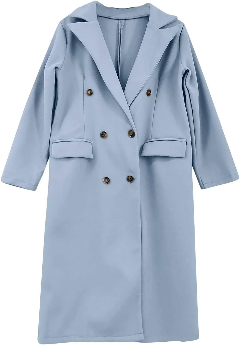 Long Winter Coats for Women Double Breasted Classic Lapel Outerwear Casual Trench Coat