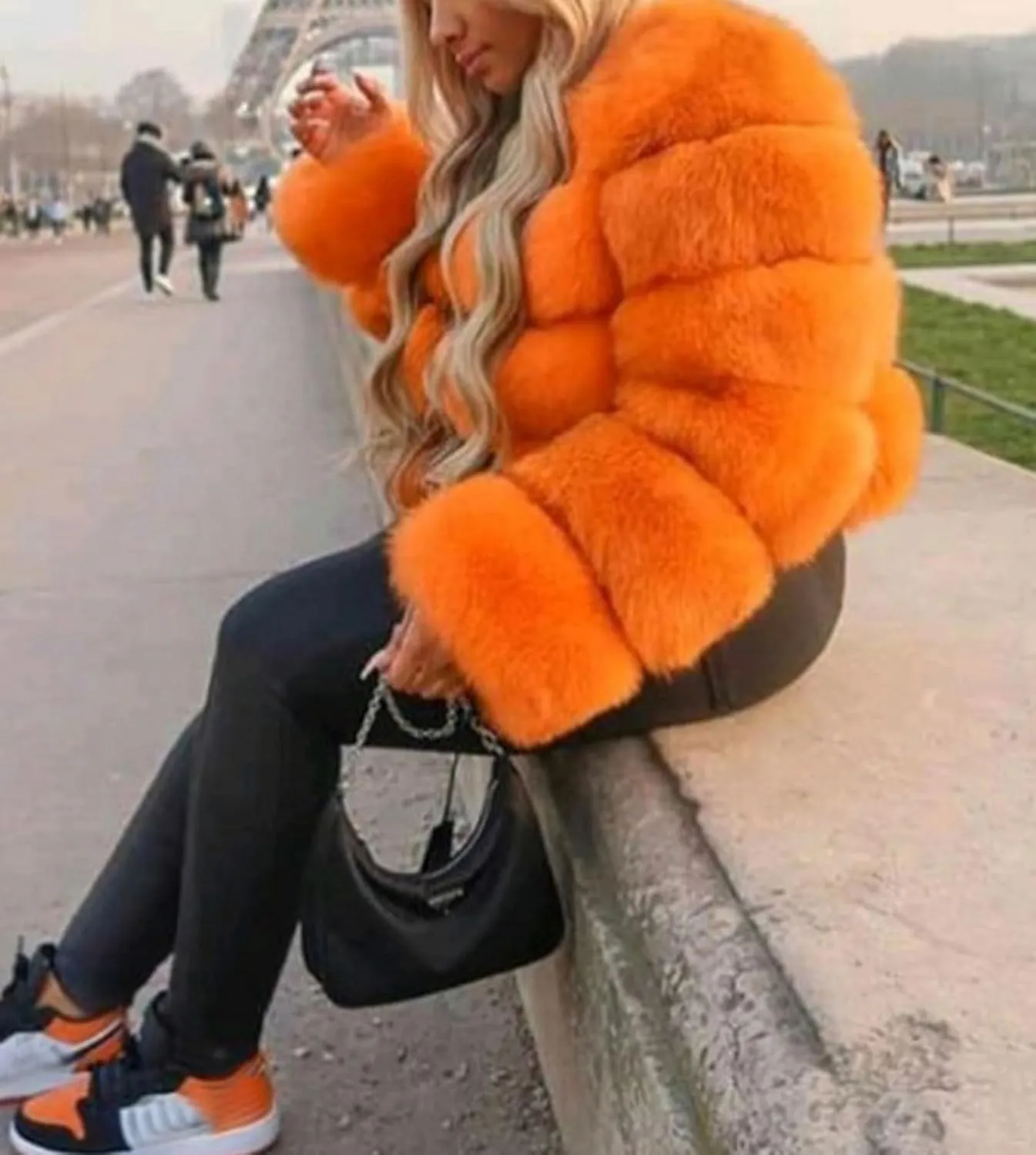 loveimgs Women Fluffy Faux Fur Coat Winter Fake Fur Leather Zip Up Teddy Coat Puffer Jacket Parka Elegant Warm Overcoat