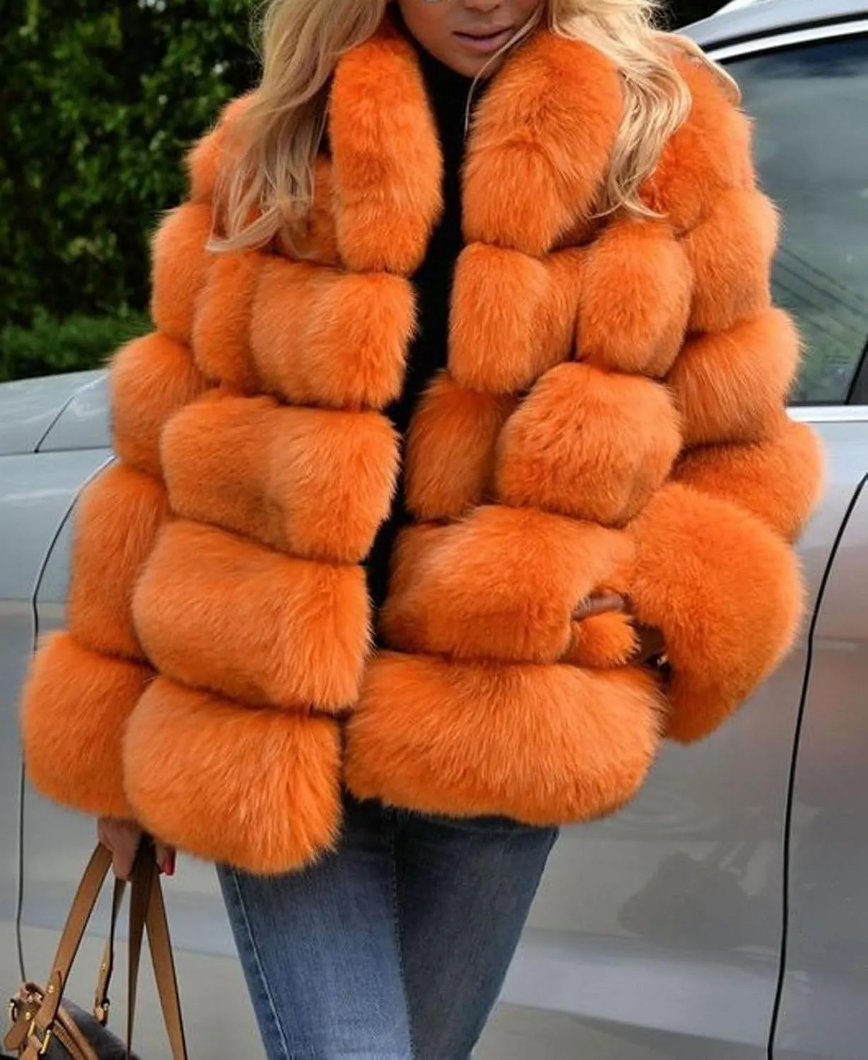 loveimgs Women Fluffy Faux Fur Coat Winter Fake Fur Leather Zip Up Teddy Coat Puffer Jacket Parka Elegant Warm Overcoat
