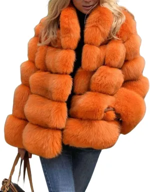 loveimgs Women Fluffy Faux Fur Coat Winter Fake Fur Leather Zip Up Teddy Coat Puffer Jacket Parka Elegant Warm Overcoat