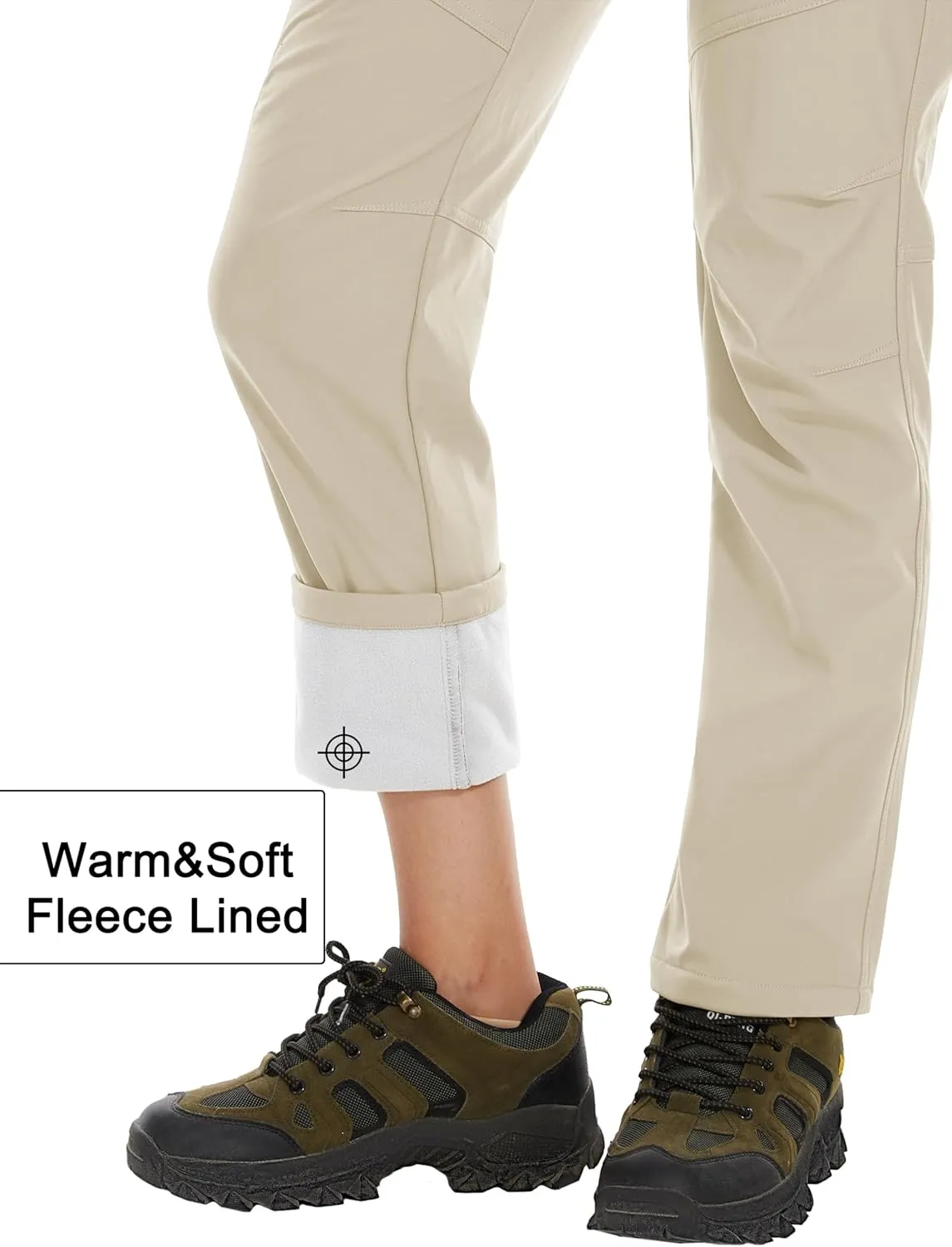 MAGCOMSEN Women's Fleece Lined Waterproof Insulated Softshell Pants Outdoor Snow Ski Pants Winter Warm Hiking Pants
