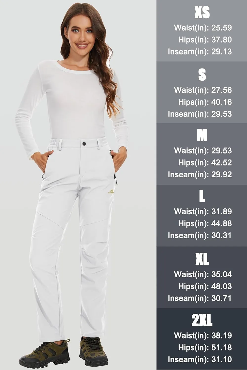 MAGCOMSEN Women's Fleece Lined Waterproof Insulated Softshell Pants Outdoor Snow Ski Pants Winter Warm Hiking Pants