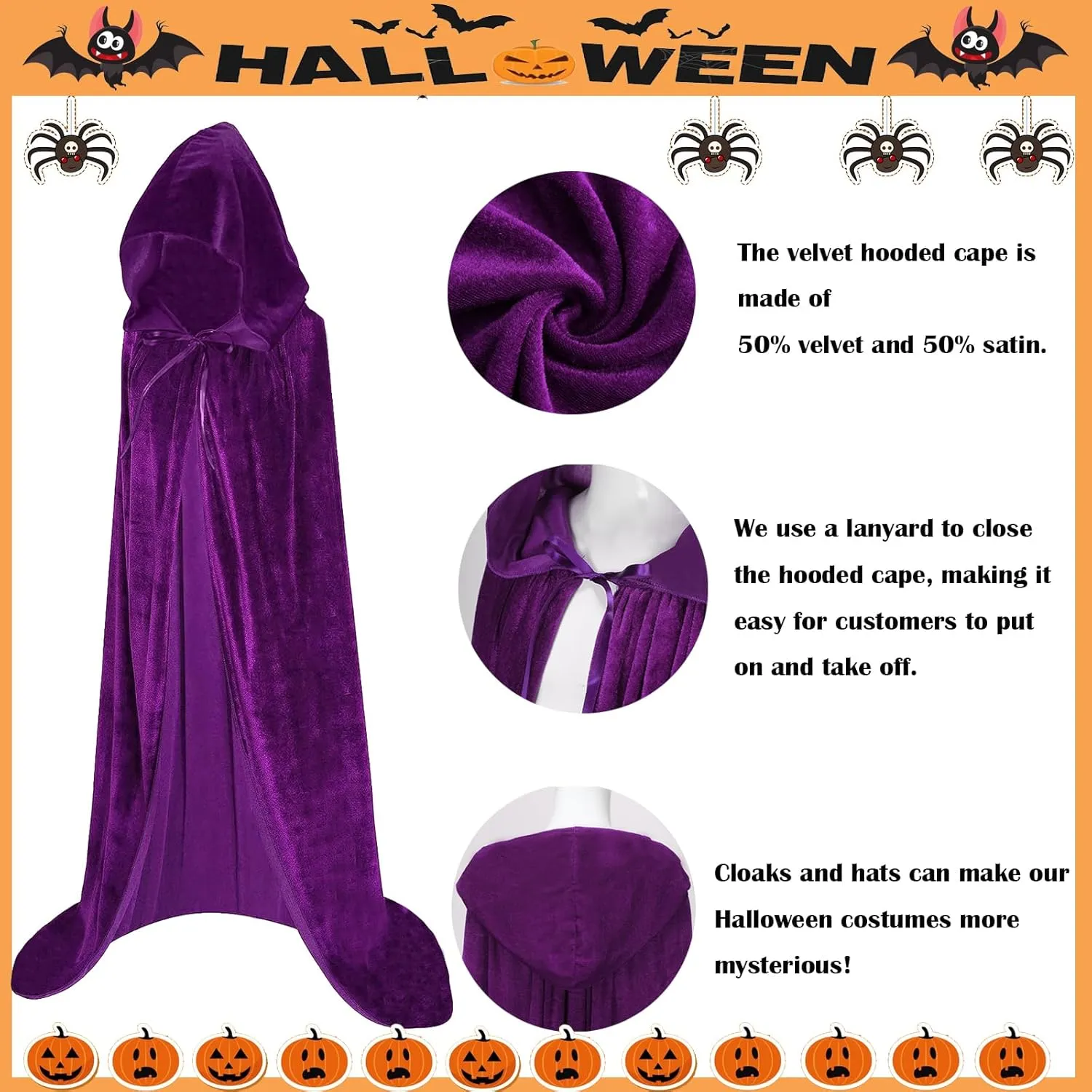 Maklulu Unisex Adults Hooded Cloak Halloween Cloak Long Velvet Cape Cosplay CostumeCostumes