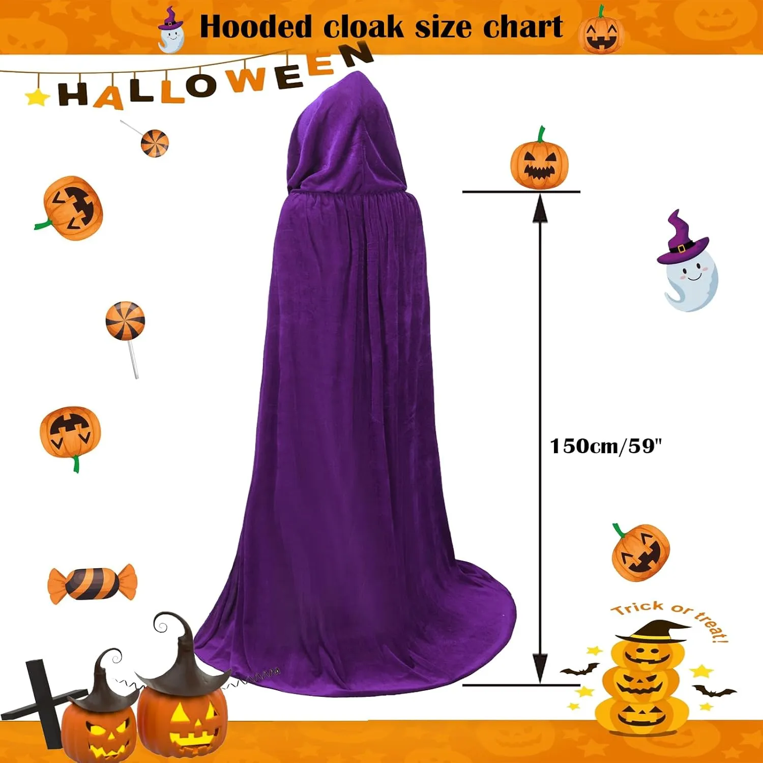 Maklulu Unisex Adults Hooded Cloak Halloween Cloak Long Velvet Cape Cosplay CostumeCostumes
