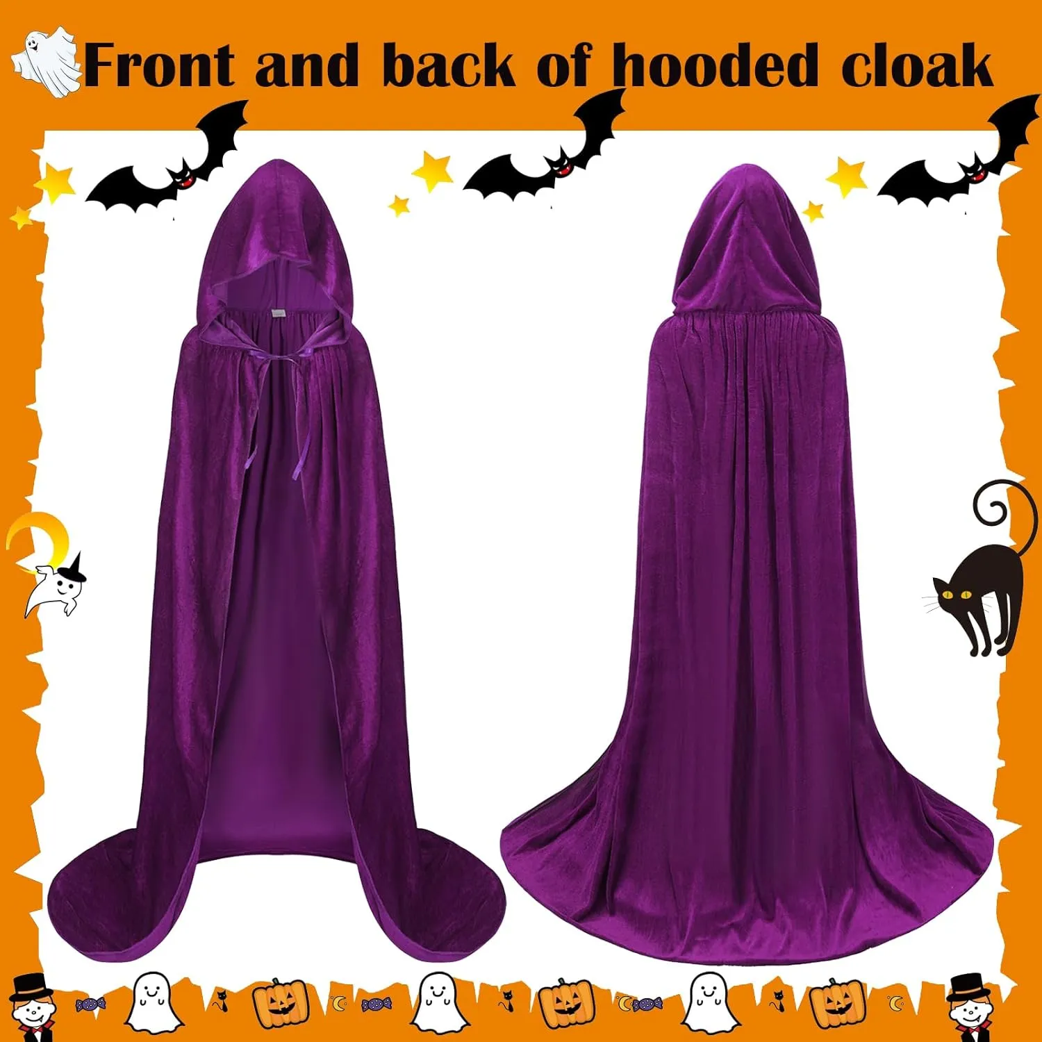 Maklulu Unisex Adults Hooded Cloak Halloween Cloak Long Velvet Cape Cosplay CostumeCostumes