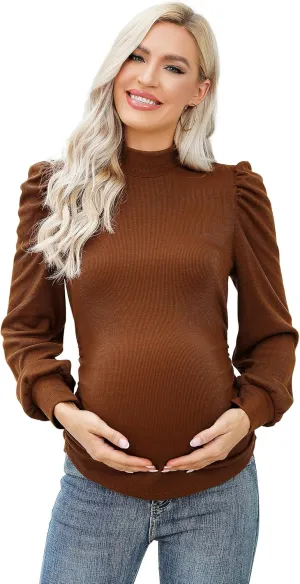 Maternity Shirts Women's V Neck Floral Maternity Tops Smocked Ruffle Hem Tunic Blouse for Women