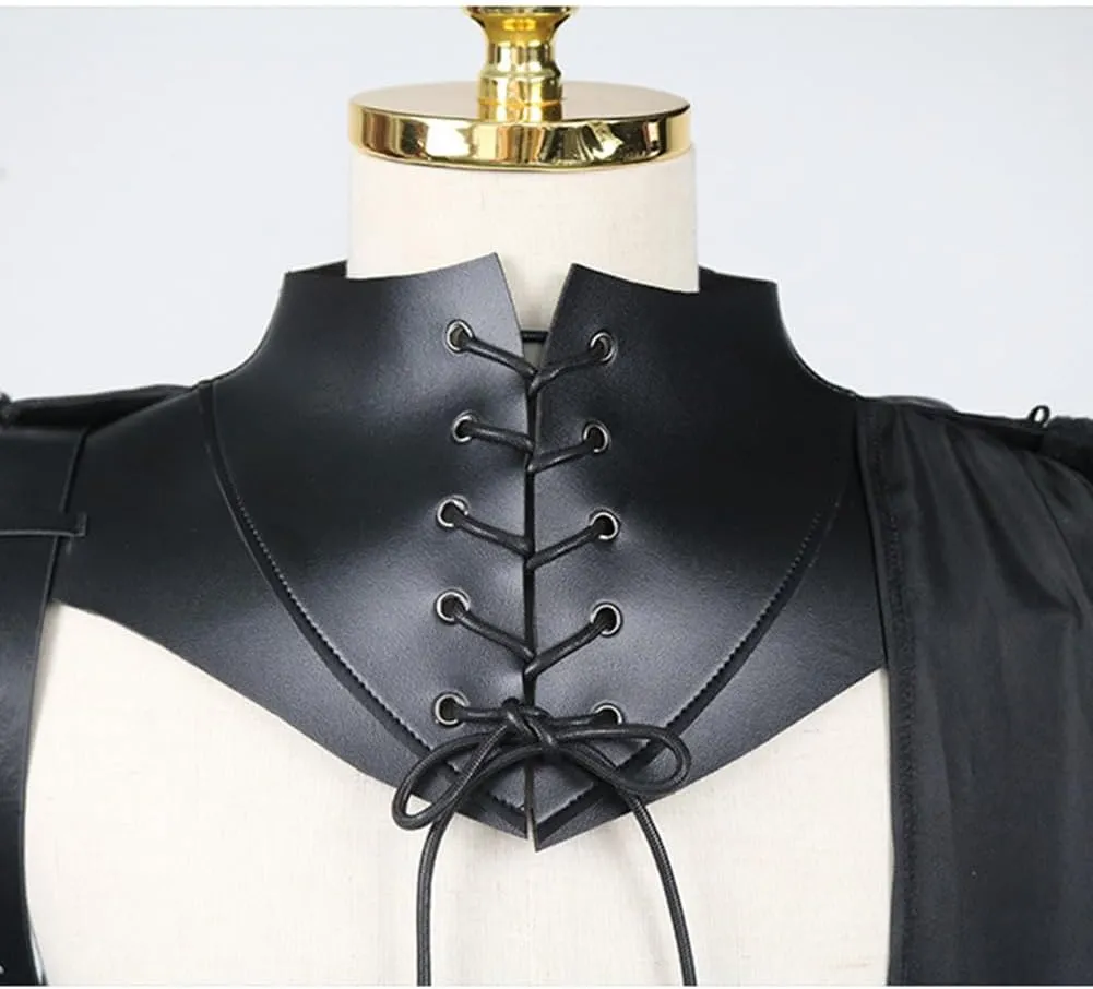 Medieval Cloak Men Renaissance Shoulder Shawl Half Cape Black Cloak with Hood Lace Up Outfits