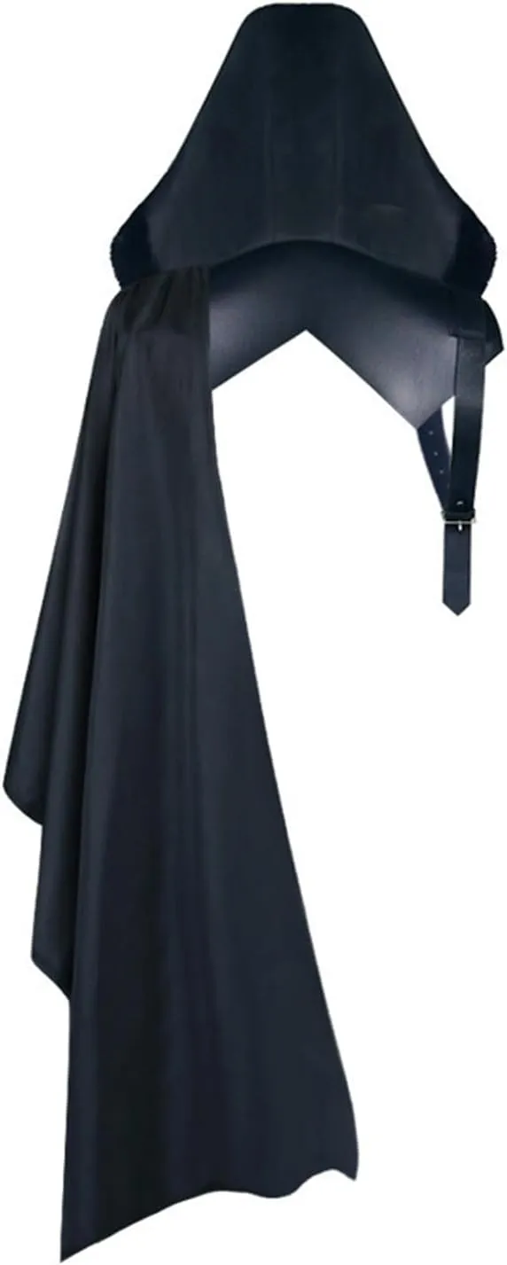 Medieval Cloak Men Renaissance Shoulder Shawl Half Cape Black Cloak with Hood Lace Up Outfits