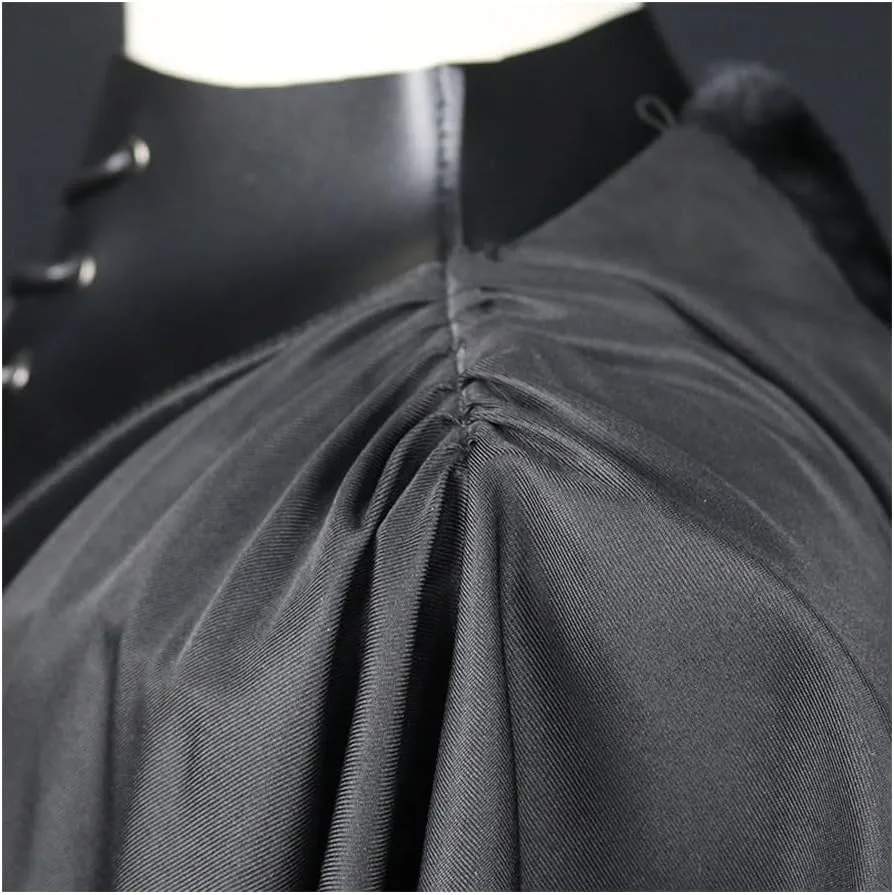 Medieval Cloak Men Renaissance Shoulder Shawl Half Cape Black Cloak with Hood Lace Up Outfits