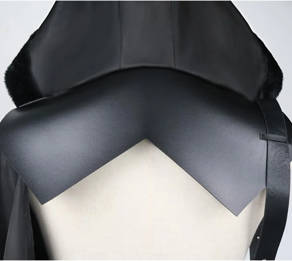 Medieval Cloak Men Renaissance Shoulder Shawl Half Cape Black Cloak with Hood Lace Up Outfits