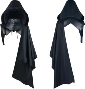 Medieval Cloak Men Renaissance Shoulder Shawl Half Cape Black Cloak with Hood Lace Up Outfits