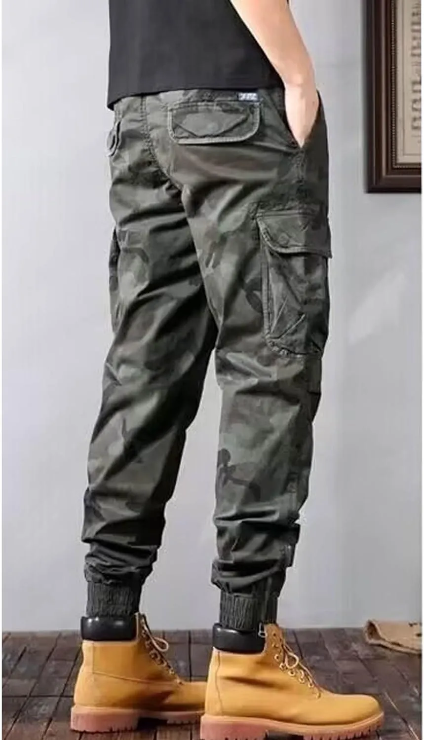 Men'S American Camouflage Cargo Pants Harem Athletic Pants Baggy Multi Pocket Pants Men Fashion Streetwear Pants