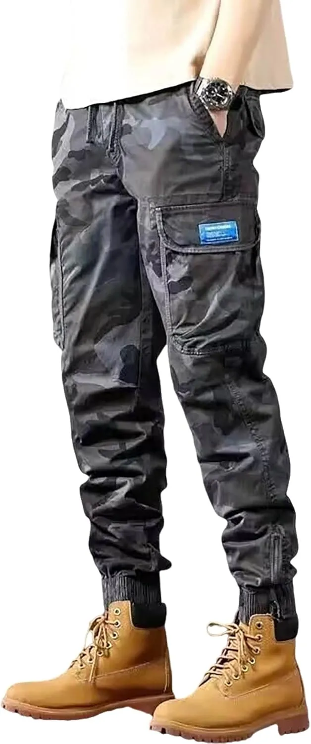 Men'S American Camouflage Cargo Pants Harem Athletic Pants Baggy Multi Pocket Pants Men Fashion Streetwear Pants