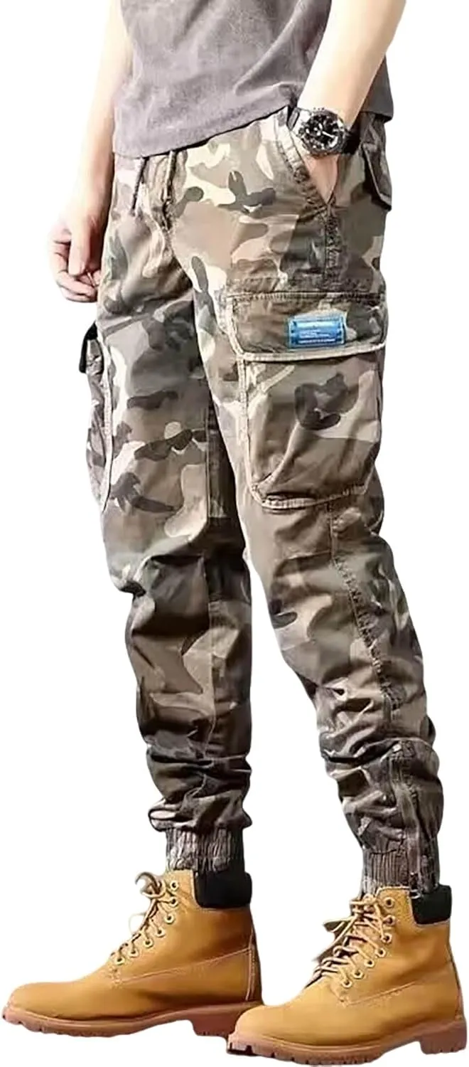 Men'S American Camouflage Cargo Pants Harem Athletic Pants Baggy Multi Pocket Pants Men Fashion Streetwear Pants