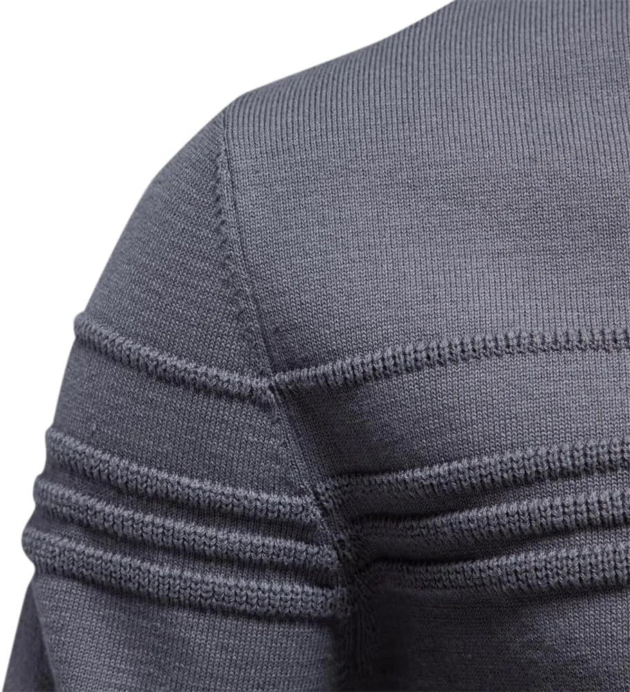 Men's Cable Knit Pullover Sweater Classic Crewneck Sweater Soft Casual Sweaters with Ribbing Edge