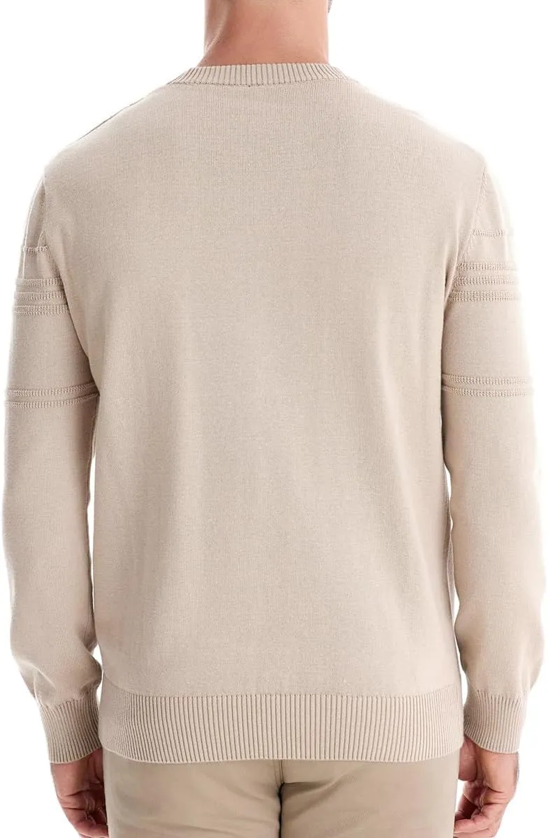 Men's Cable Knit Pullover Sweater Classic Crewneck Sweater Soft Casual Sweaters with Ribbing Edge