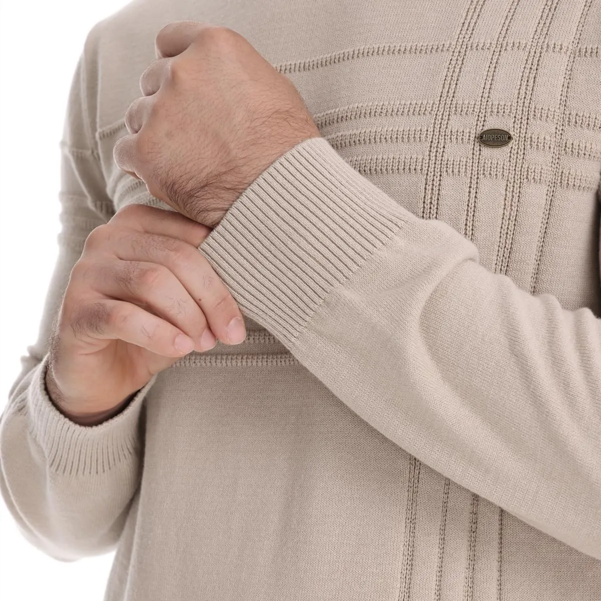 Men's Cable Knit Pullover Sweater Classic Crewneck Sweater Soft Casual Sweaters with Ribbing Edge