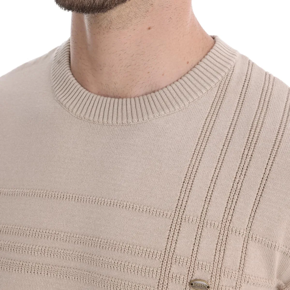 Men's Cable Knit Pullover Sweater Classic Crewneck Sweater Soft Casual Sweaters with Ribbing Edge