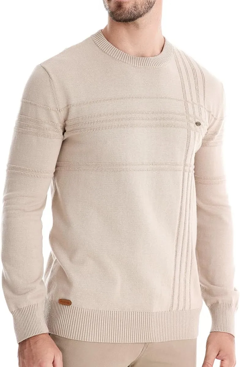 Men's Cable Knit Pullover Sweater Classic Crewneck Sweater Soft Casual Sweaters with Ribbing Edge