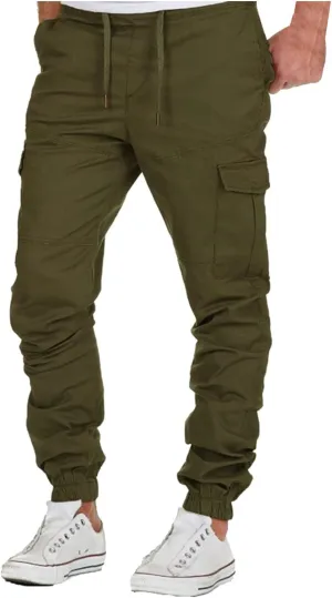 Men's Cargo Sweatpants Pants Lightweight Hiking Workout Jogger Mens Streetwear Reflective Tactical Track Pants Elastic