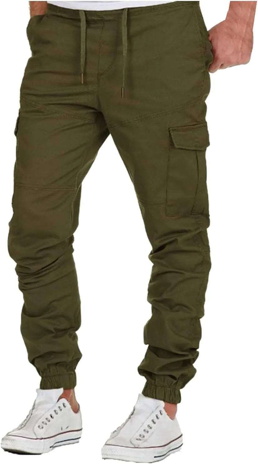 Men's Cargo Sweatpants Pants Lightweight Hiking Workout Jogger Mens Streetwear Reflective Tactical Track Pants Elastic