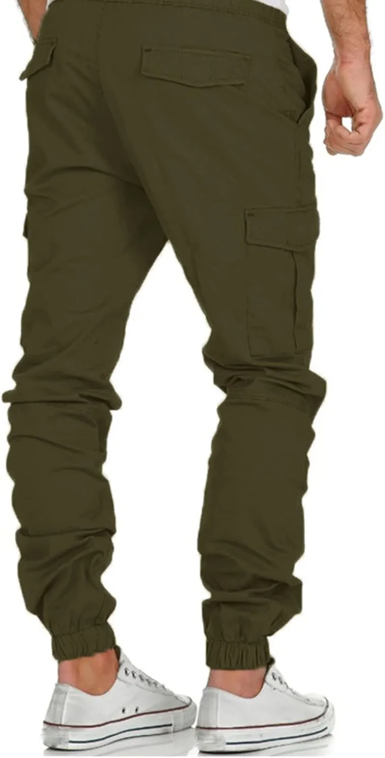 Men's Cargo Sweatpants Pants Lightweight Hiking Workout Jogger Mens Streetwear Reflective Tactical Track Pants Elastic