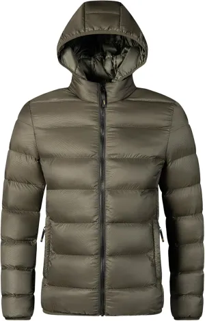 Men's Cotton-Padded Jacket with Hooded Lightweight Quilted JacketLong Sleeve Plus Size Zipper Casual Warm Coat