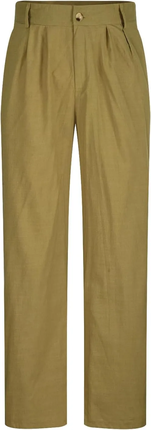 Men's Dress Pants Stretch Classic Fit Suit Pants Casual Pleated Front Dress Pants Straight Fit Pants