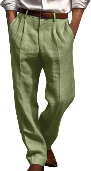 Men's Dress Pants Stretch Classic Fit Suit Pants Casual Pleated Front Dress Pants Straight Fit Pants