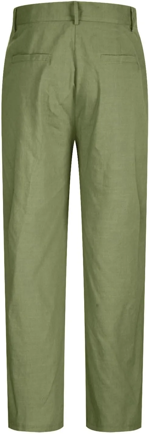 Men's Dress Pants Stretch Classic Fit Suit Pants Casual Pleated Front Dress Pants Straight Fit Pants