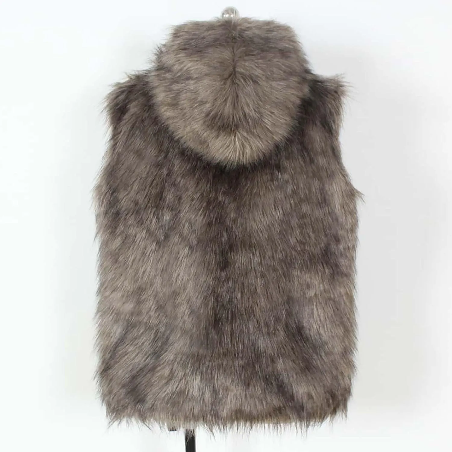 Mens Faux Fur Vest Open Front Sleeveless Hooded Cardigan Fluffy Plush Winter Fashion Faux Fur Hoodie Jackets