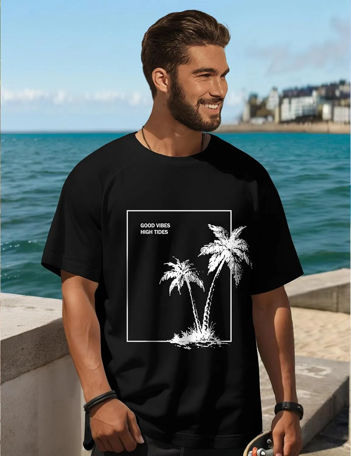 Mens Graphic T-Shirts Fashion Crew Neck Tshirts Gym Muscle Athletic Workout Summer Tee Shirt Top for Man