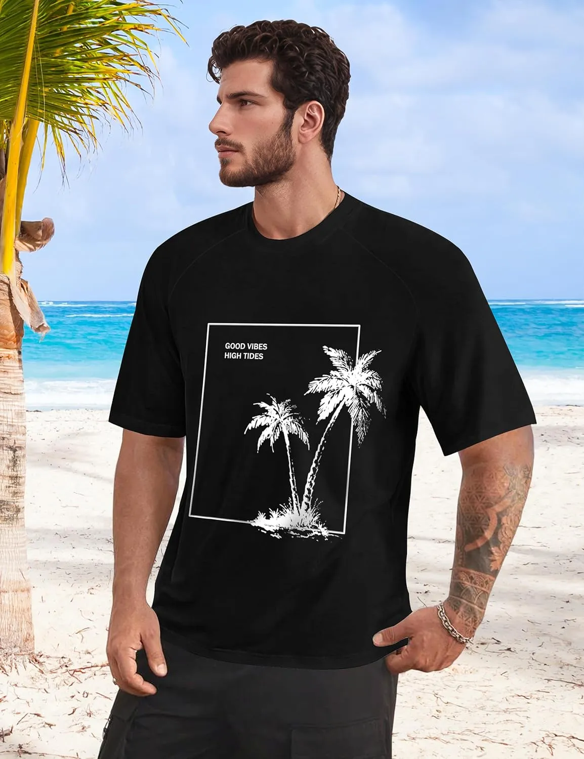 Mens Graphic T-Shirts Fashion Crew Neck Tshirts Gym Muscle Athletic Workout Summer Tee Shirt Top for Man