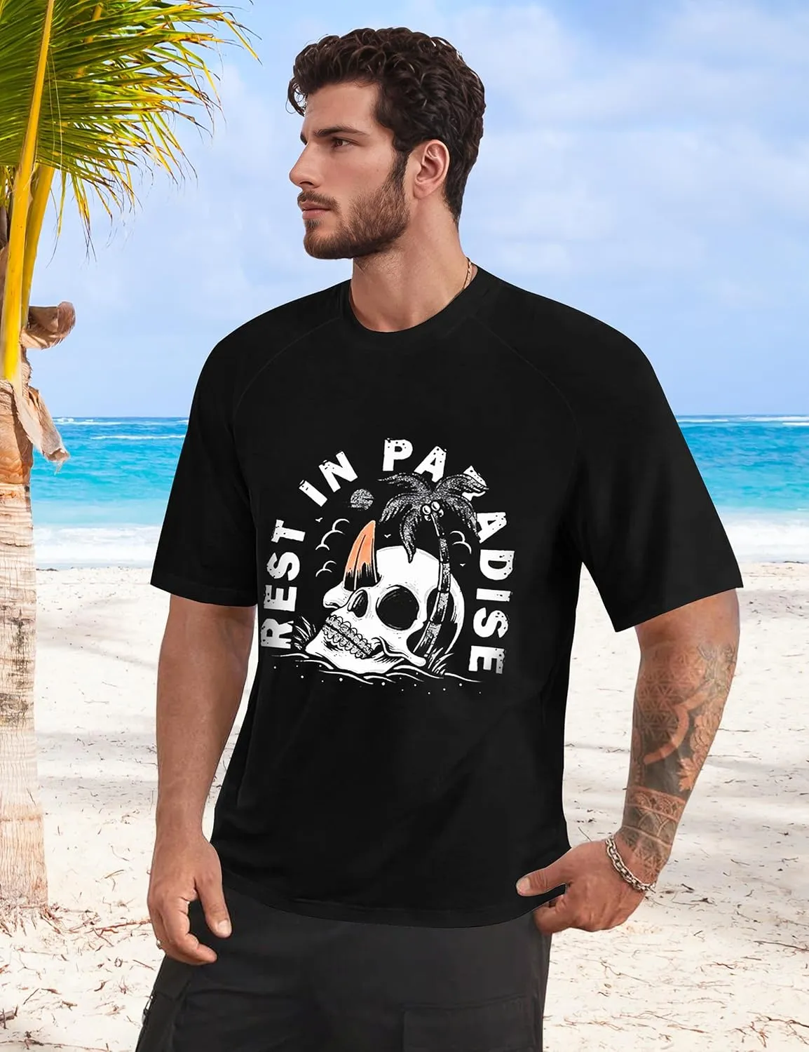 Mens Graphic T-Shirts Fashion Crew Neck Tshirts Gym Muscle Athletic Workout Summer Tee Shirt Top for Man
