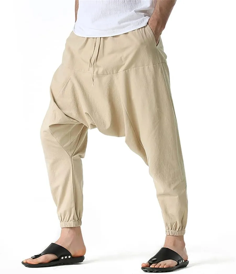 Men's Harem Large Pocket Elastic Trousers Casual Outdoor Party Pants Harem Pants Bloomers