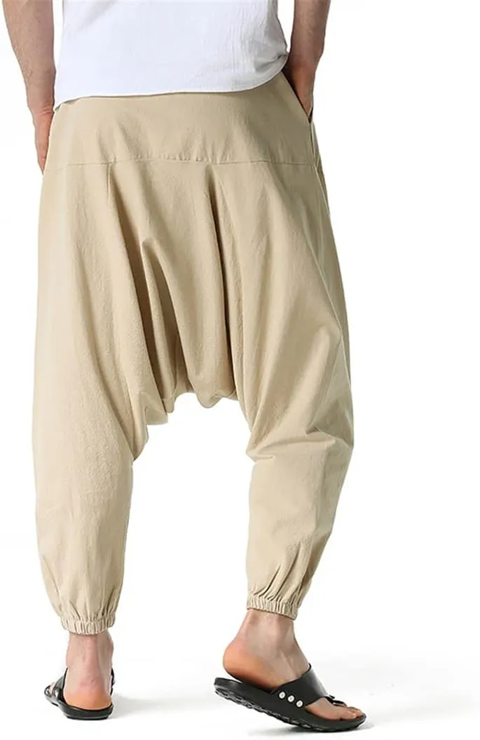 Men's Harem Large Pocket Elastic Trousers Casual Outdoor Party Pants Harem Pants Bloomers