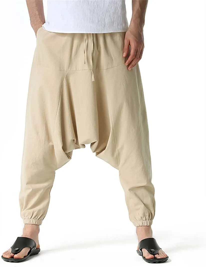 Men's Harem Large Pocket Elastic Trousers Casual Outdoor Party Pants Harem Pants Bloomers