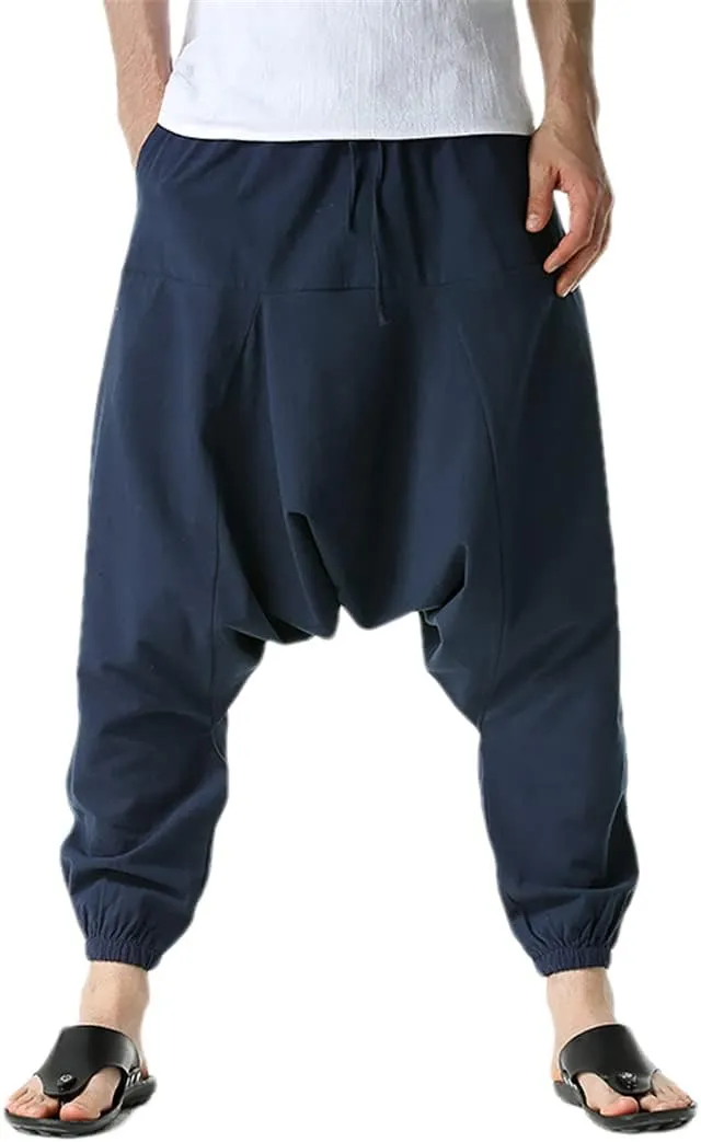 Men's Harem Large Pocket Elastic Trousers Casual Outdoor Party Pants Harem Pants Bloomers