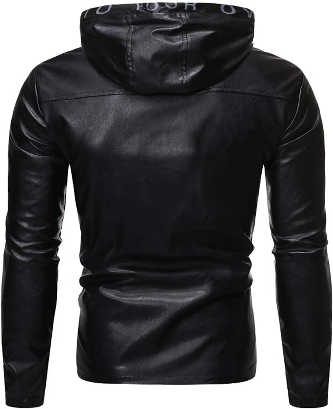 Men's Hooded Military Jackets Faux Leather Lined Aviator Bomber Jacket Hoodie Leather Coat Zipper Windbreaker